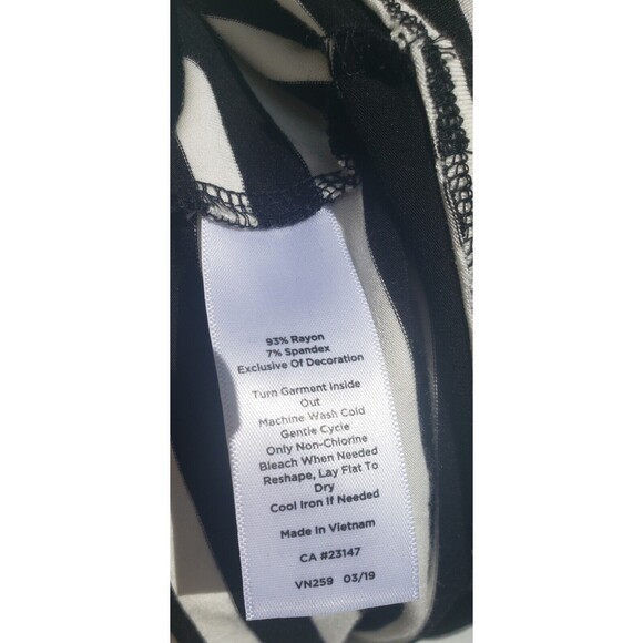 TALBOTS Knit Top Short Sleeve Stretchy Soft Bow Detail Black Striped Size XS - Picture 8 of 9